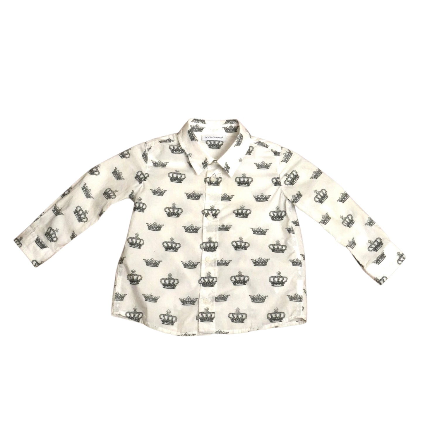 Cotton Crown Print Dress Shirt, Size-9 to 12 Months