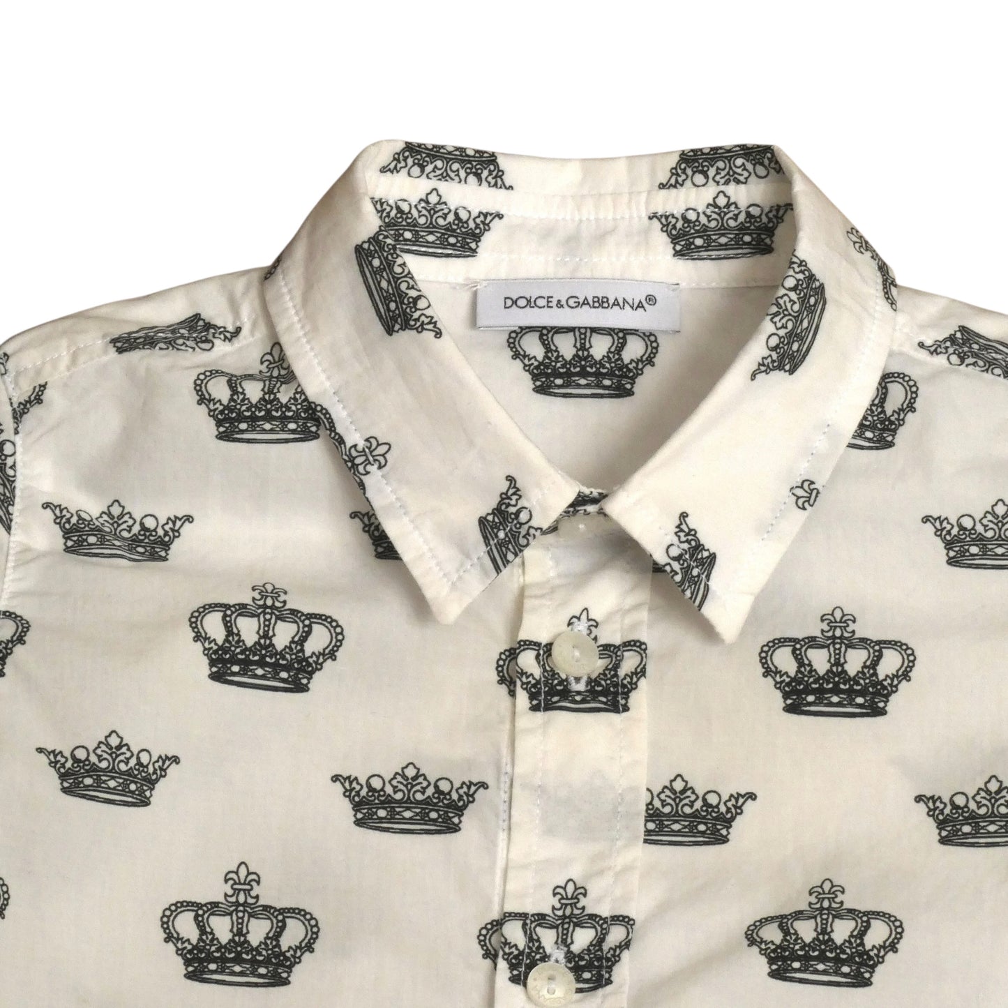 Cotton Crown Print Dress Shirt, Size-9 to 12 Months