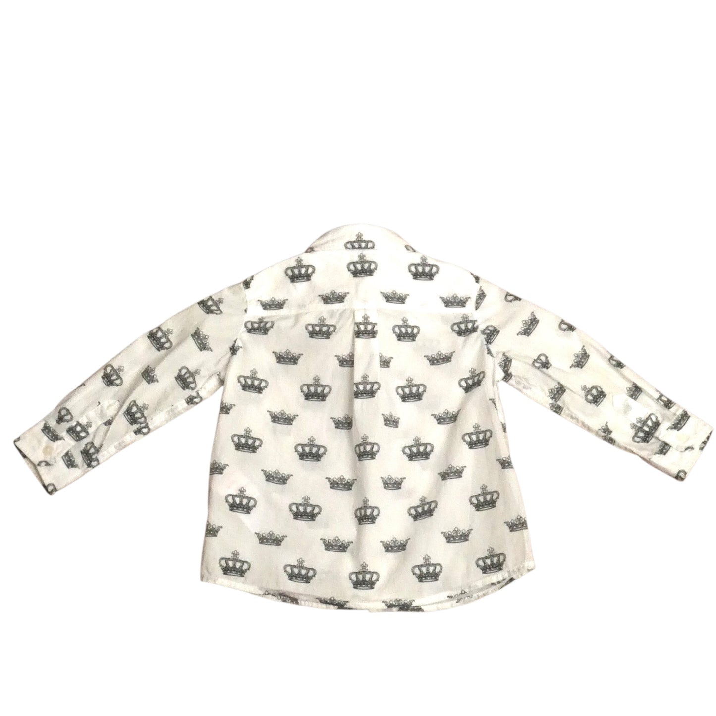 Cotton Crown Print Dress Shirt, Size-9 to 12 Months