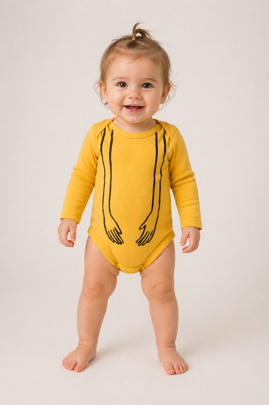Yellow Cotton Print Romper, 3 mos
