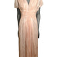 1980s Pink Voided Velvet Evening Dress, Size 8