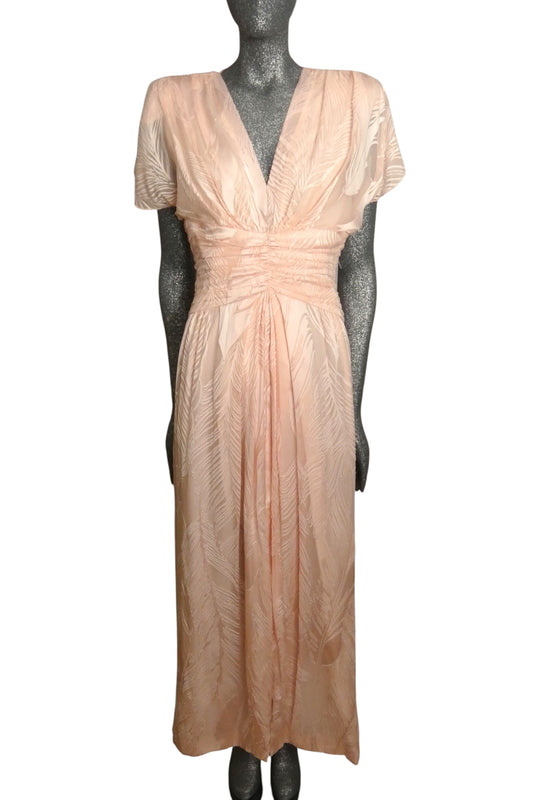 DIANE DICKINSON - 1980s Pink Voided Velvet Evening Dress, Size 8