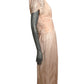 1980s Pink Voided Velvet Evening Dress, Size 8