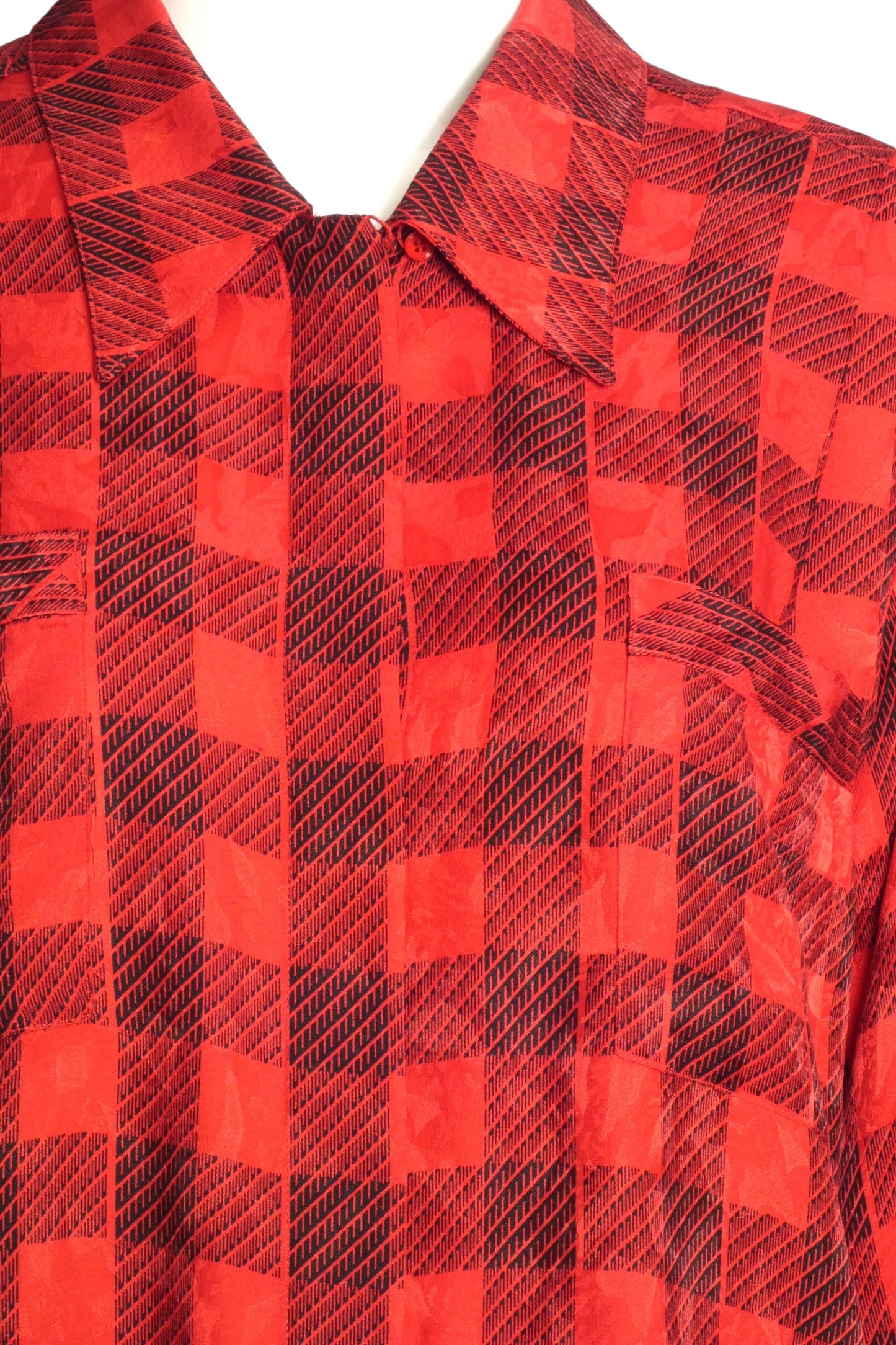 1980s Silk Plaid Blouse, Size-6