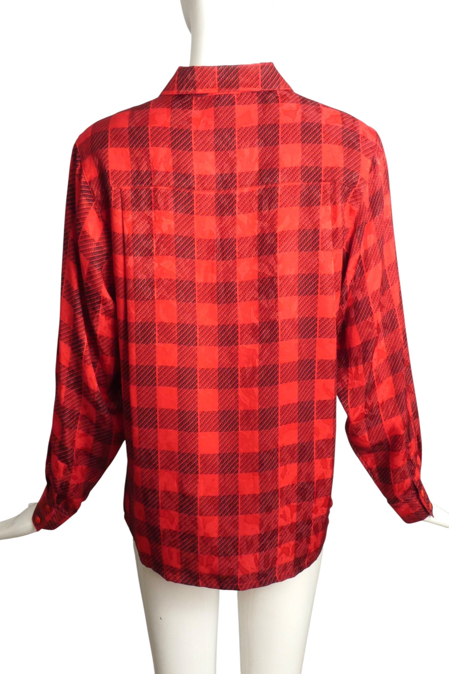 1980s Silk Plaid Blouse, Size-6