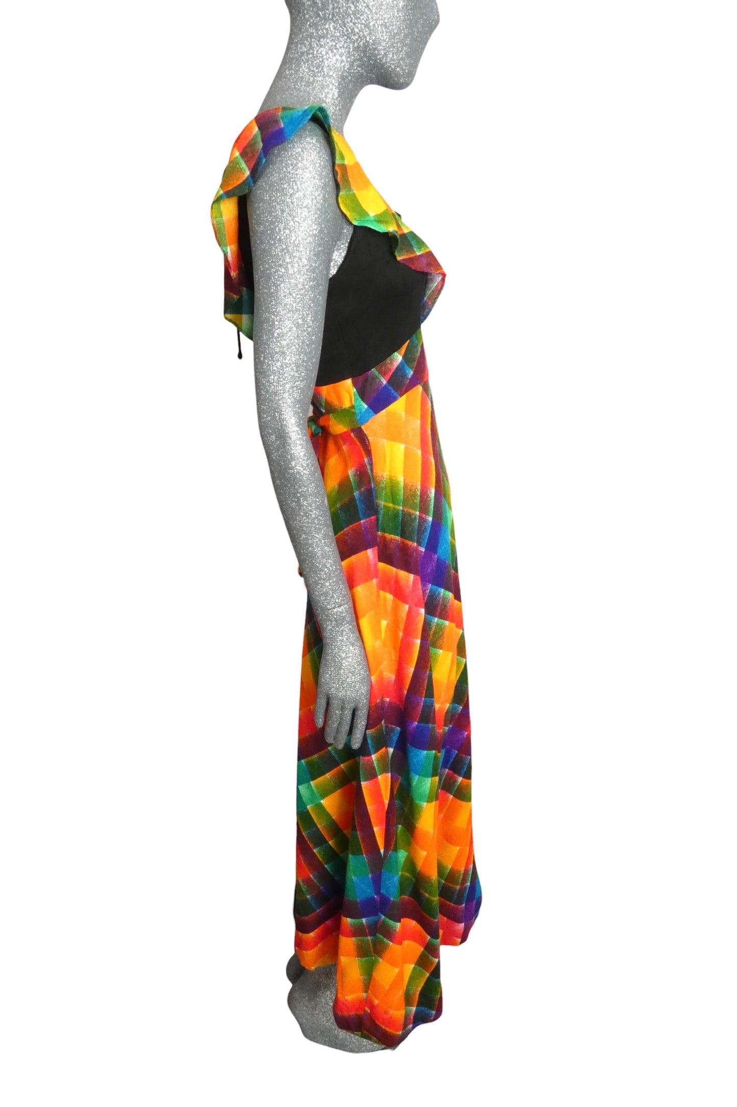 1970s Check Maxi Dress, Size 4