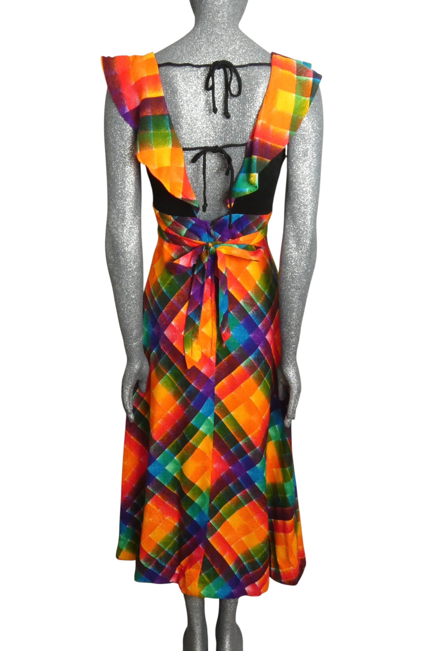 1970s Check Maxi Dress, Size 4