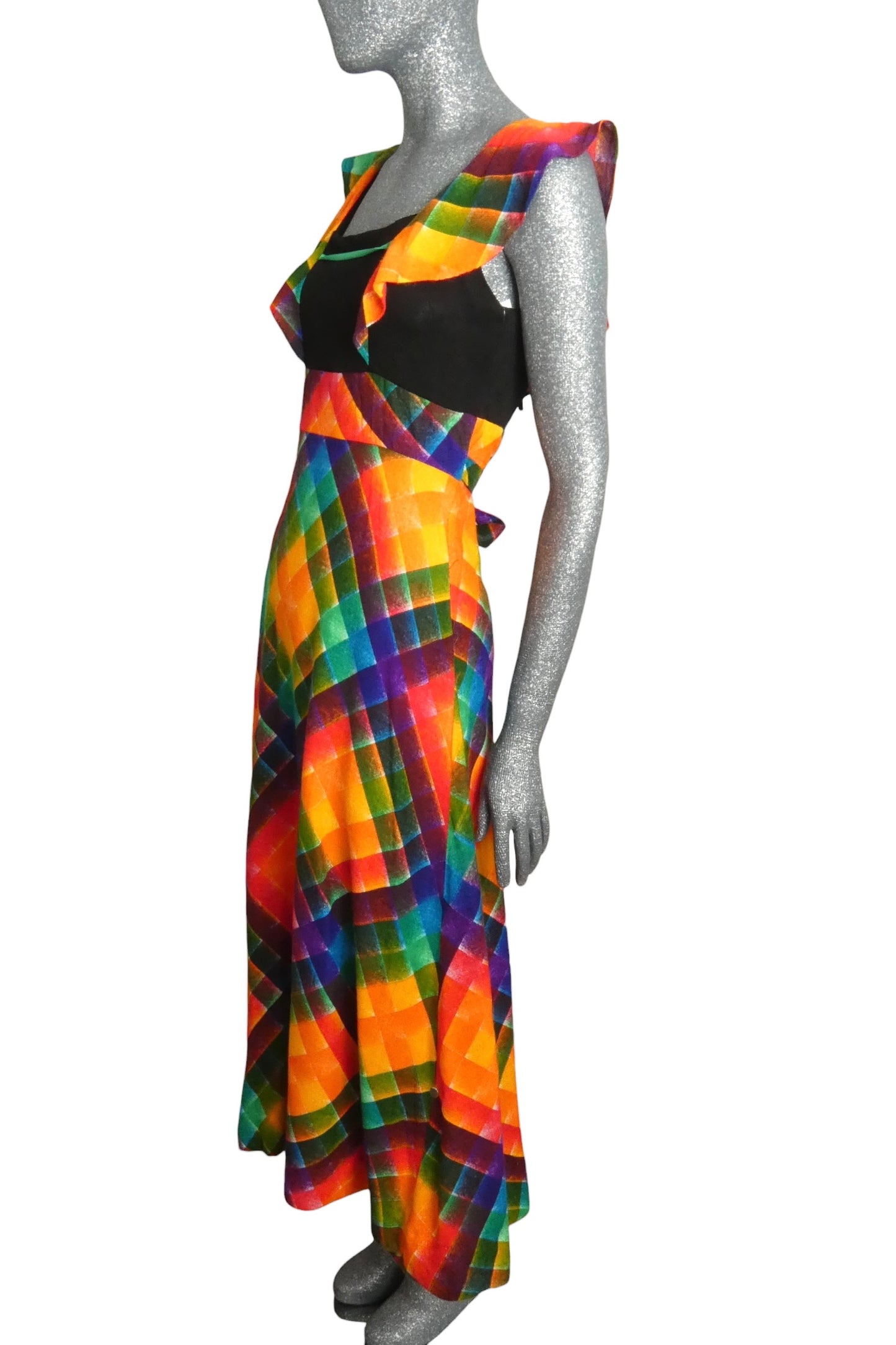1970s Check Maxi Dress, Size 4