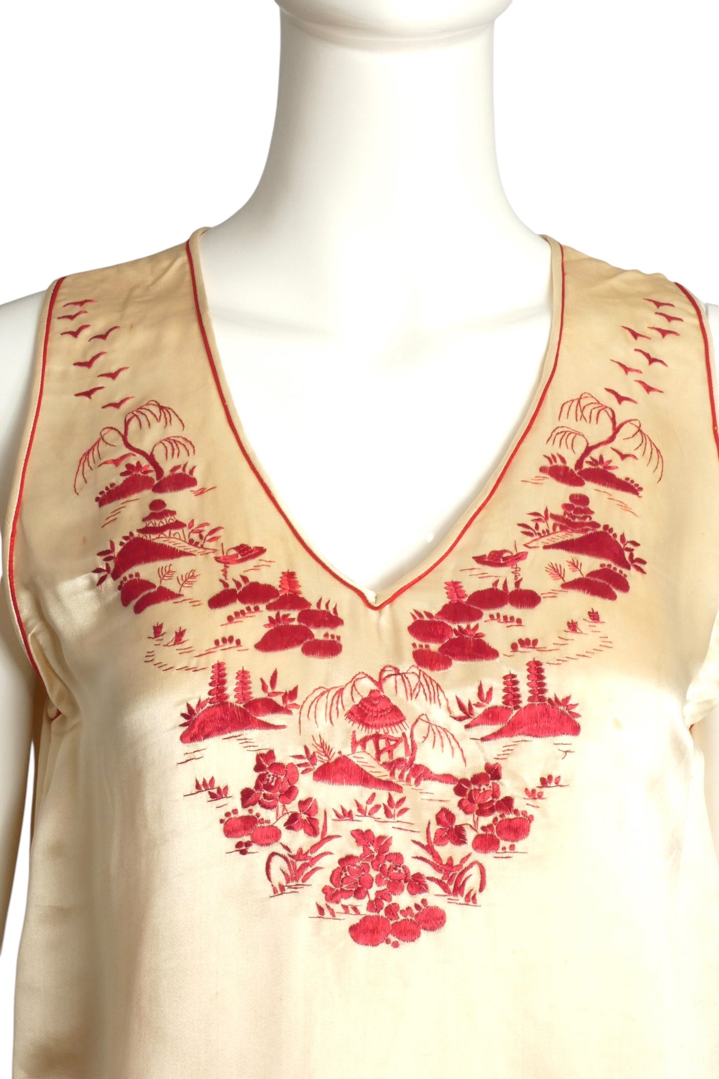 1920s Silk Embroidered Lounging Ensemble, Size-4