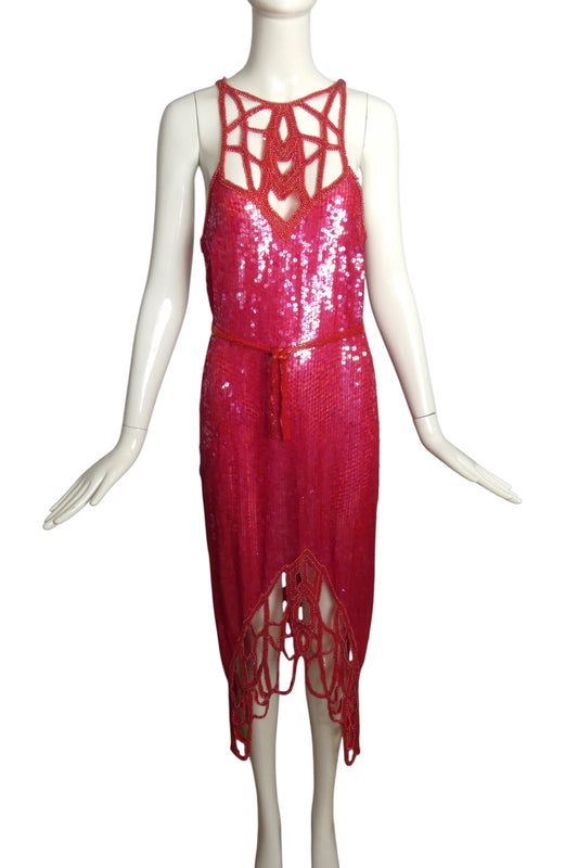 1980s NWT Sequin & Beaded Dress, Size 8