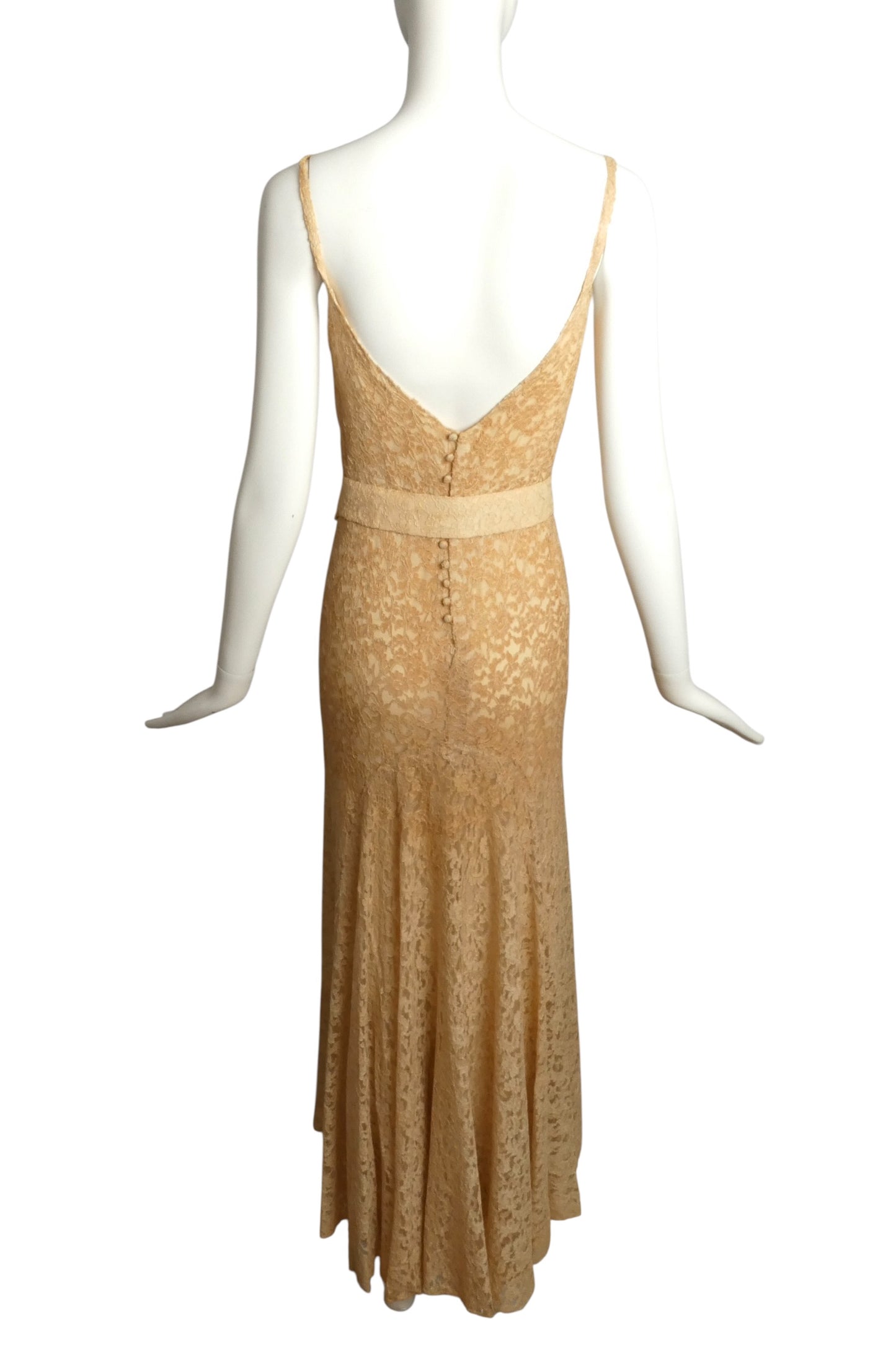 1930s Lace Evening Dress & Jacket, Size-4