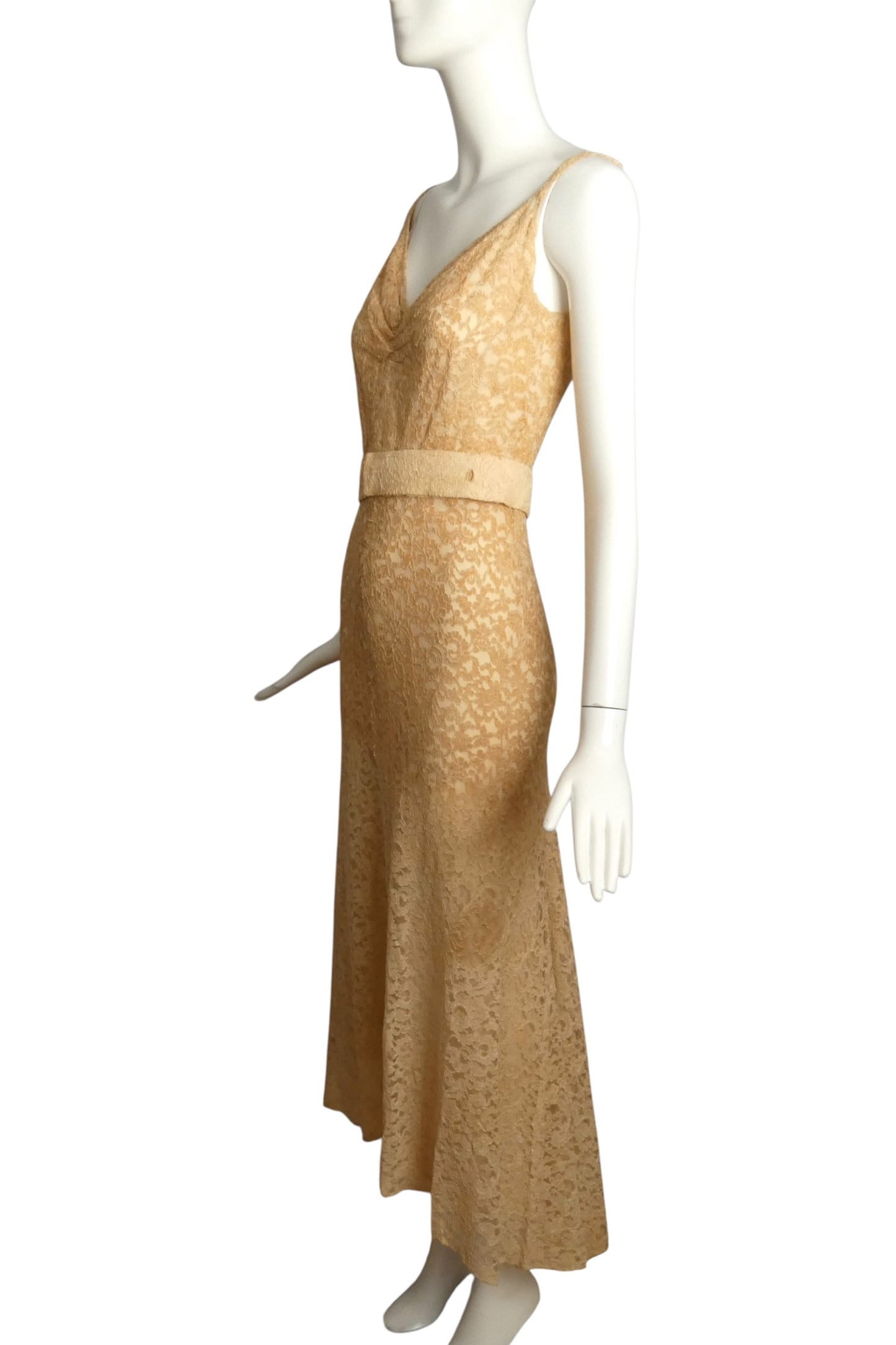 1930s Lace Evening Dress & Jacket, Size-4
