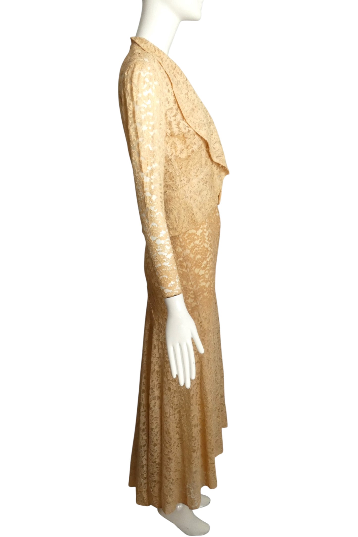 1930s Lace Evening Dress & Jacket, Size-4