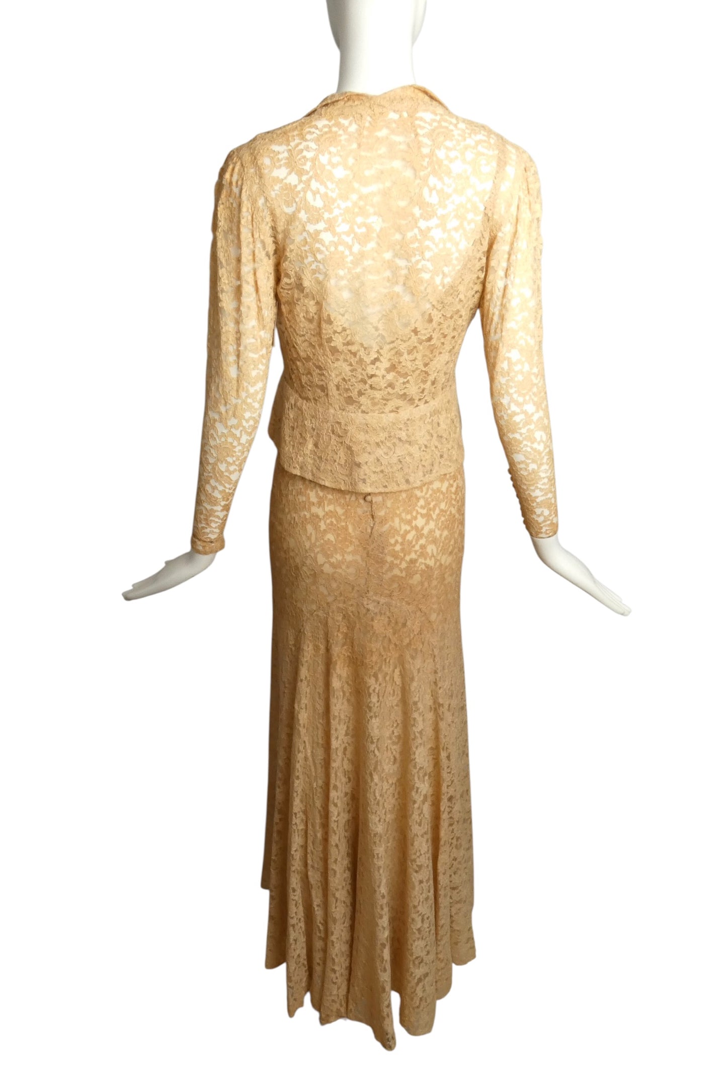 1930s Lace Evening Dress & Jacket, Size-4