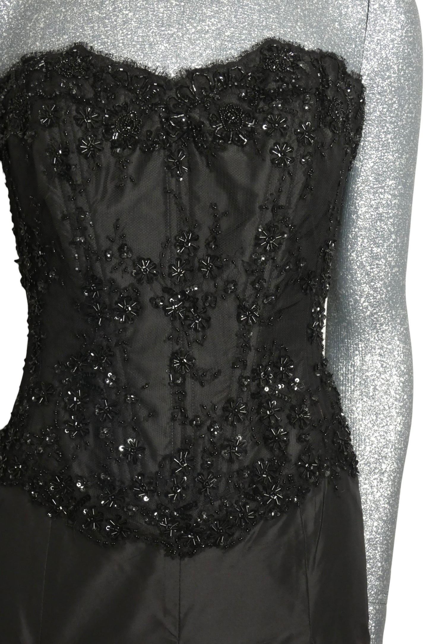 1980s Beaded Taffeta Dress, Size 8