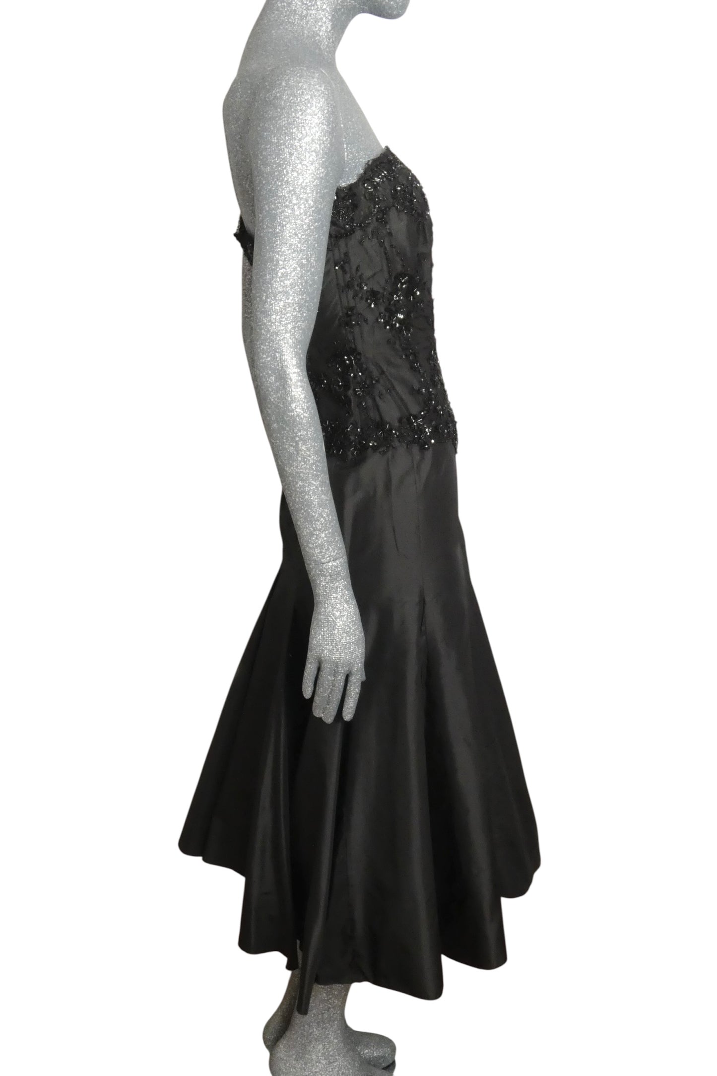 1980s Beaded Taffeta Dress, Size 8