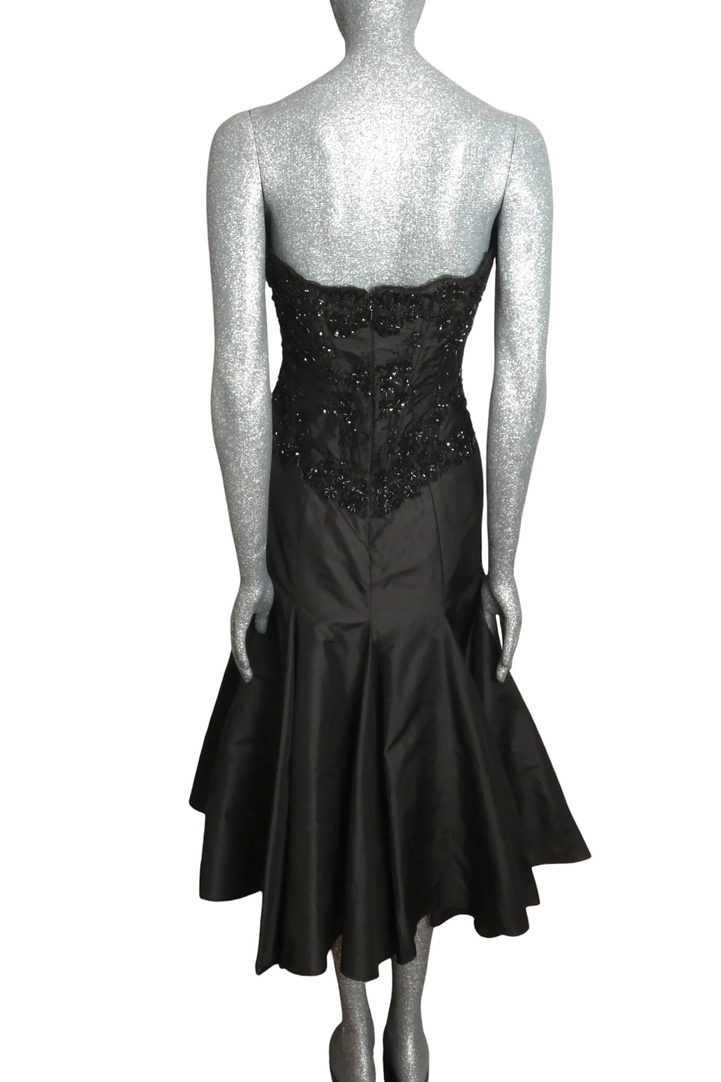 1980s Beaded Taffeta Dress, Size 8