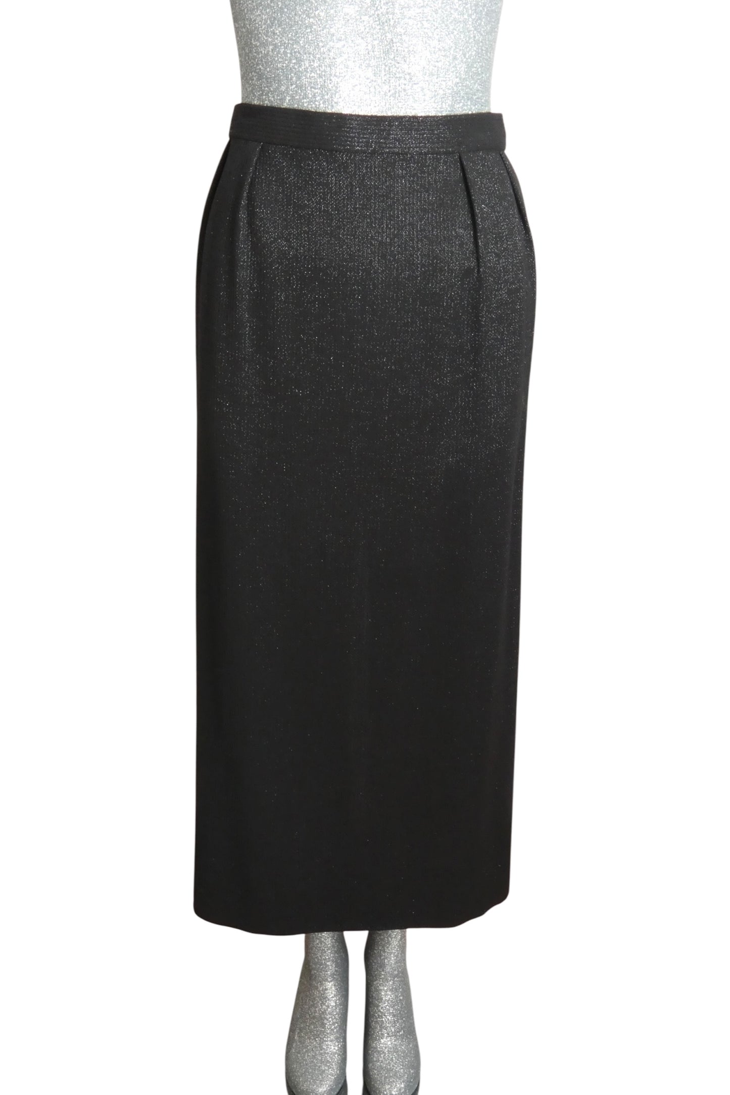 PIERRE CARDIN -  1993 Haute Couture Black Wool Sparkle Suit, Size-4