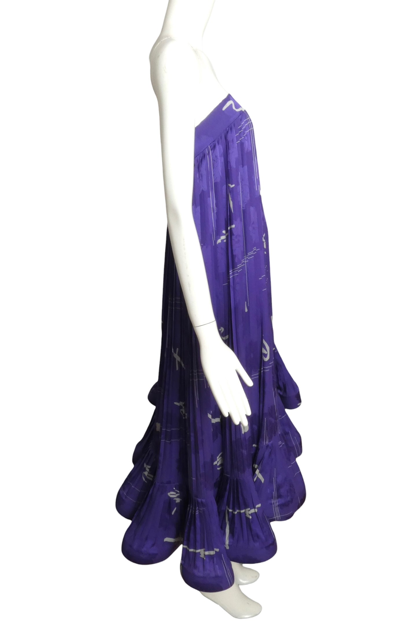 1989 Haute Couture Pleated Silk Party Dress, Size-4