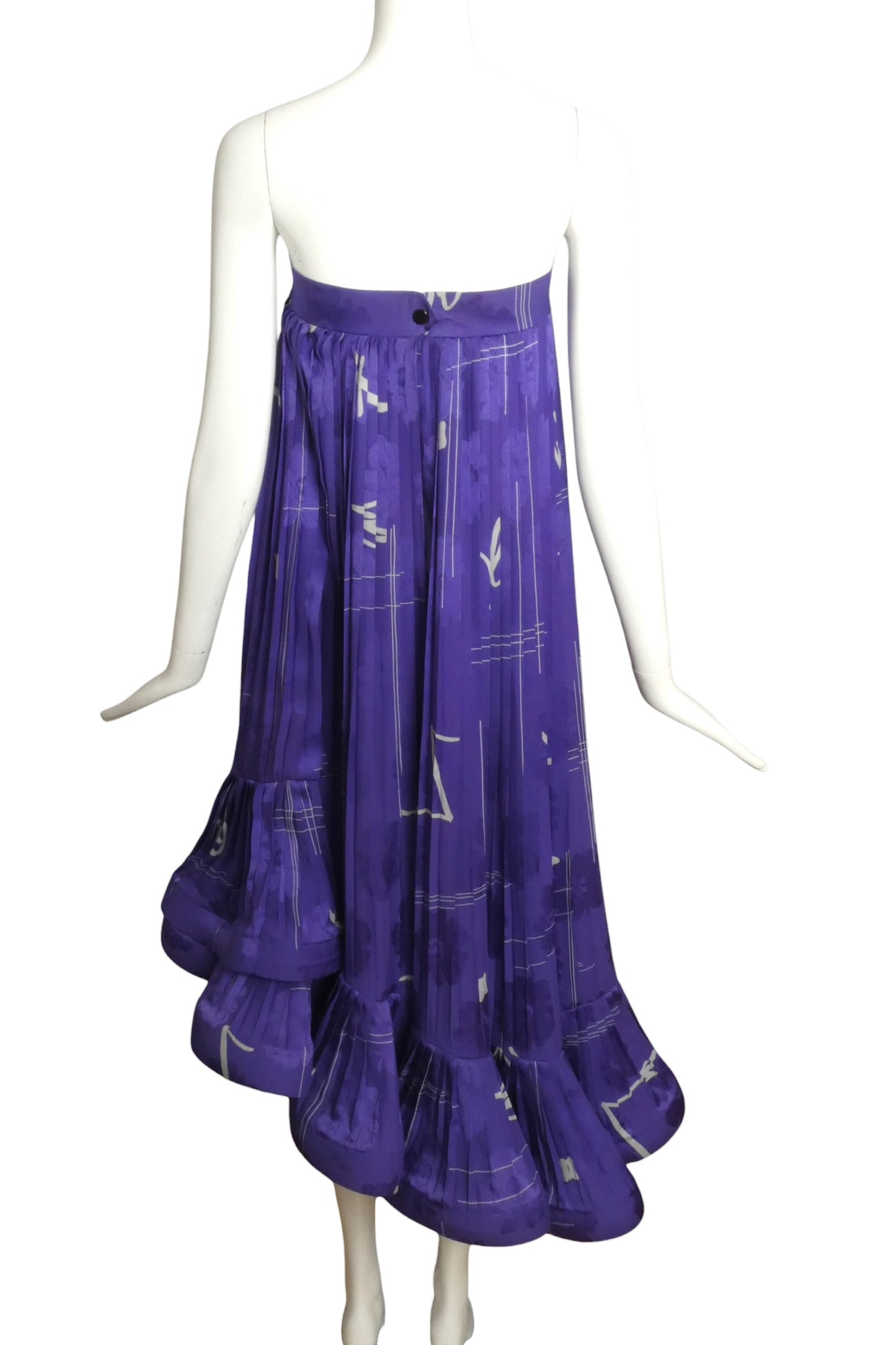 1989 Haute Couture Pleated Silk Party Dress, Size-4