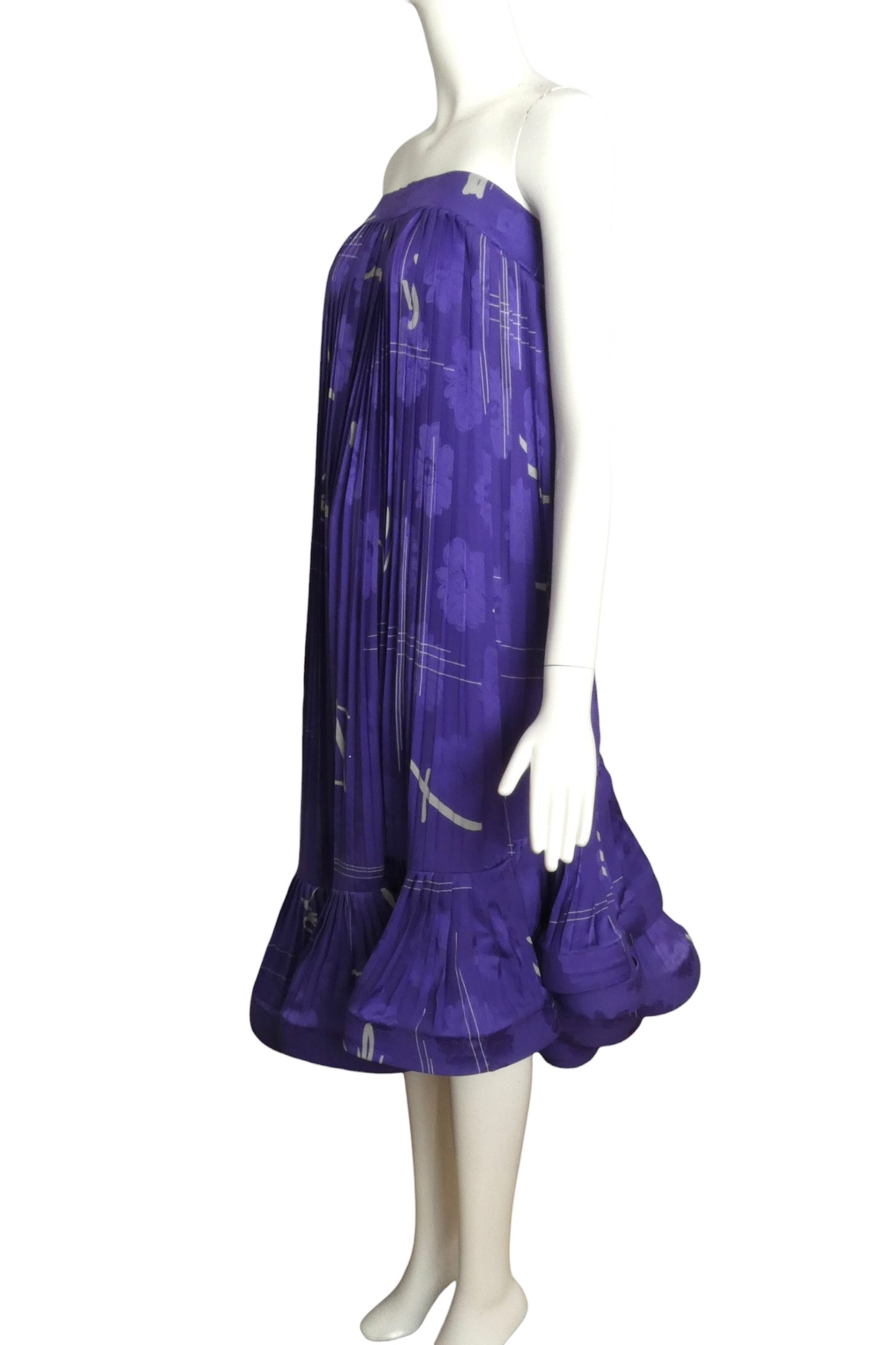 1989 Haute Couture Pleated Silk Party Dress, Size-4