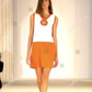 PIERRE CARDIN - 2005 Orange & White Rayon Dress, Size 6