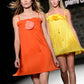 2009 Yellow Plisse Pleated Hoop Dress, Size 4