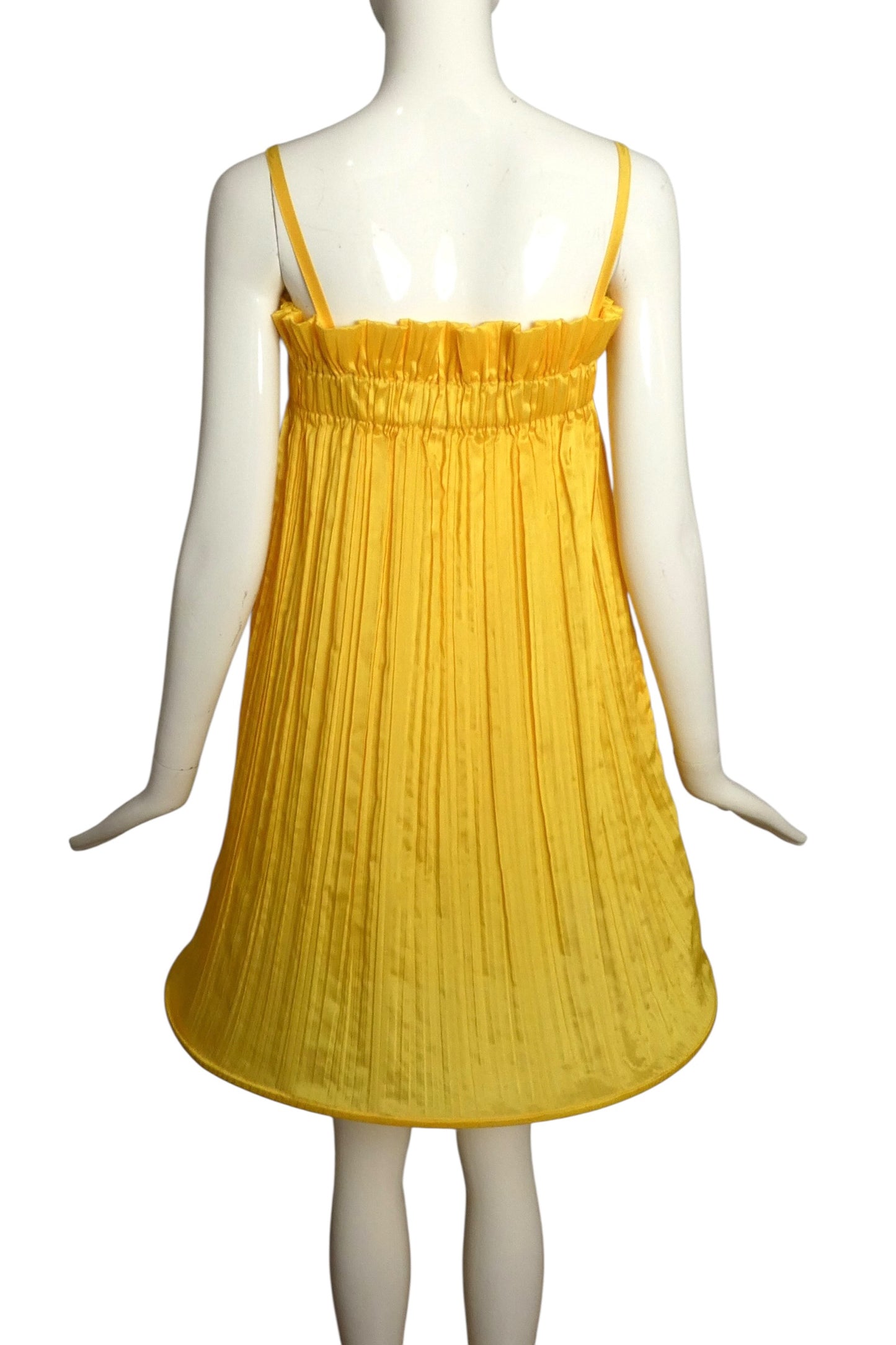 2009 Yellow Plisse Pleated Hoop Dress, Size 4