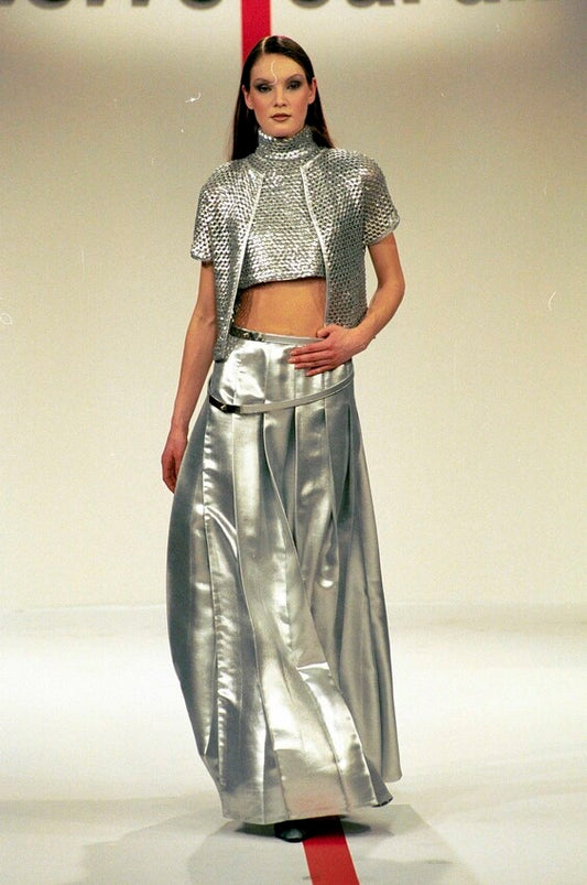 PIERRE CARDIN -  1999 Pleated Lamé Evening Skirt, Size-6