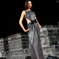 PIERRE CARDIN HERITAGE - 2007 Silver Lamé Knit Evening Dress, Size-2