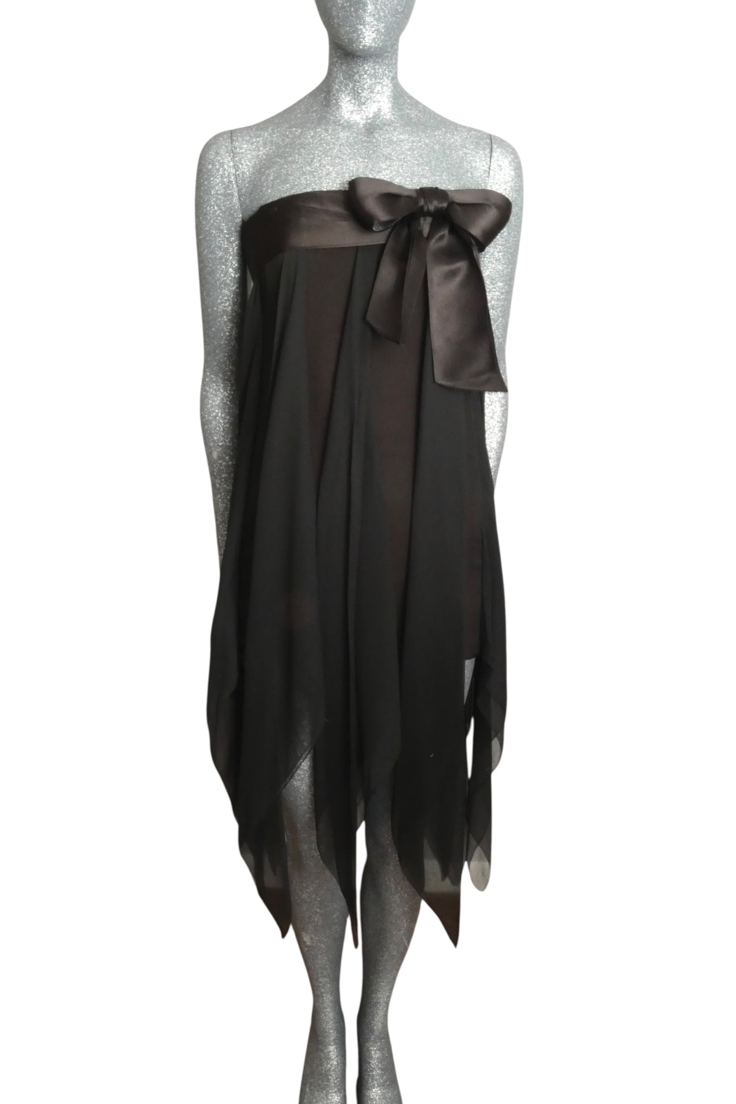 PIERRE CARDIN - 2007 Black Chiffon Strapless Dress, Size-4