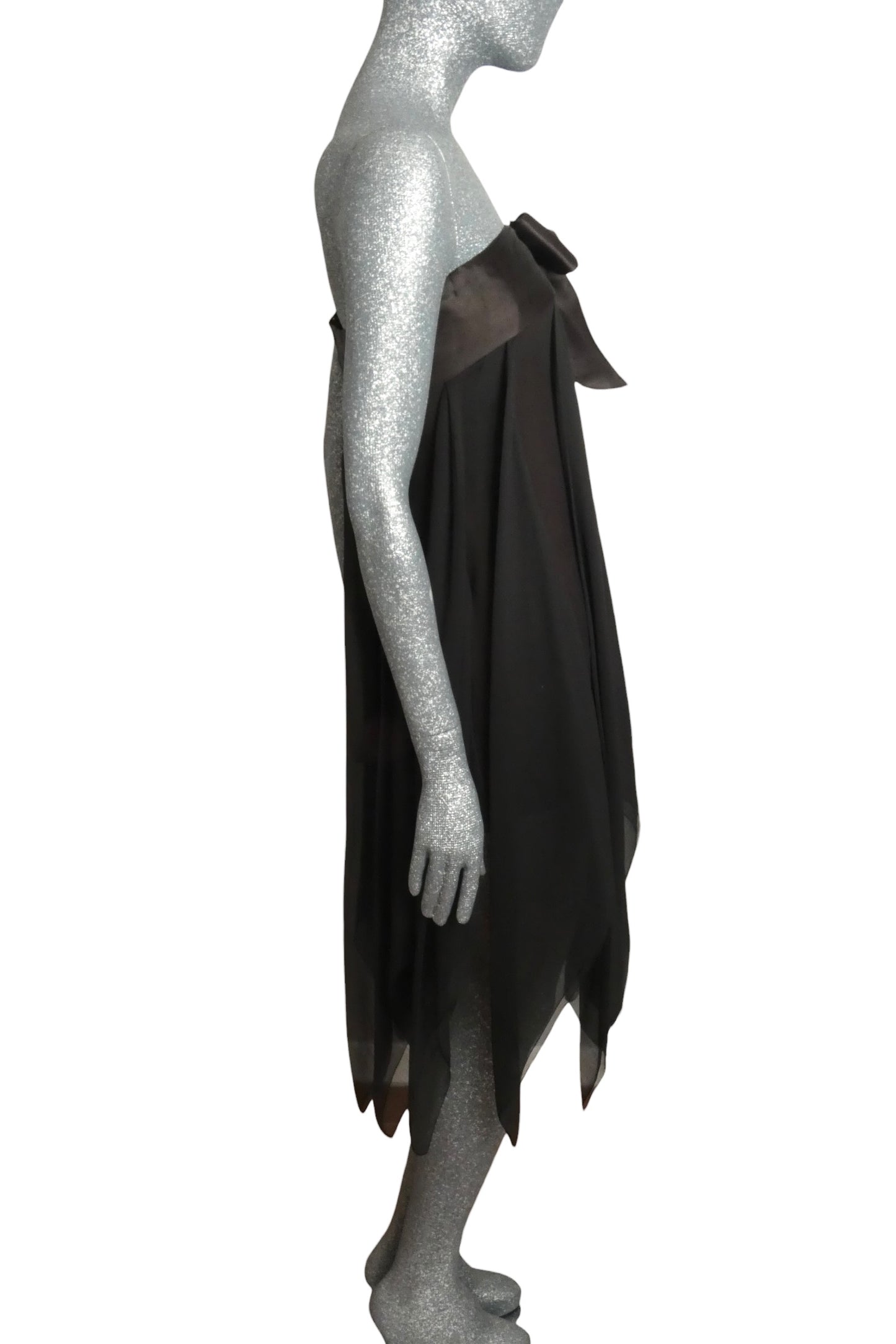 PIERRE CARDIN - 2007 Black Chiffon Strapless Dress, Size-4