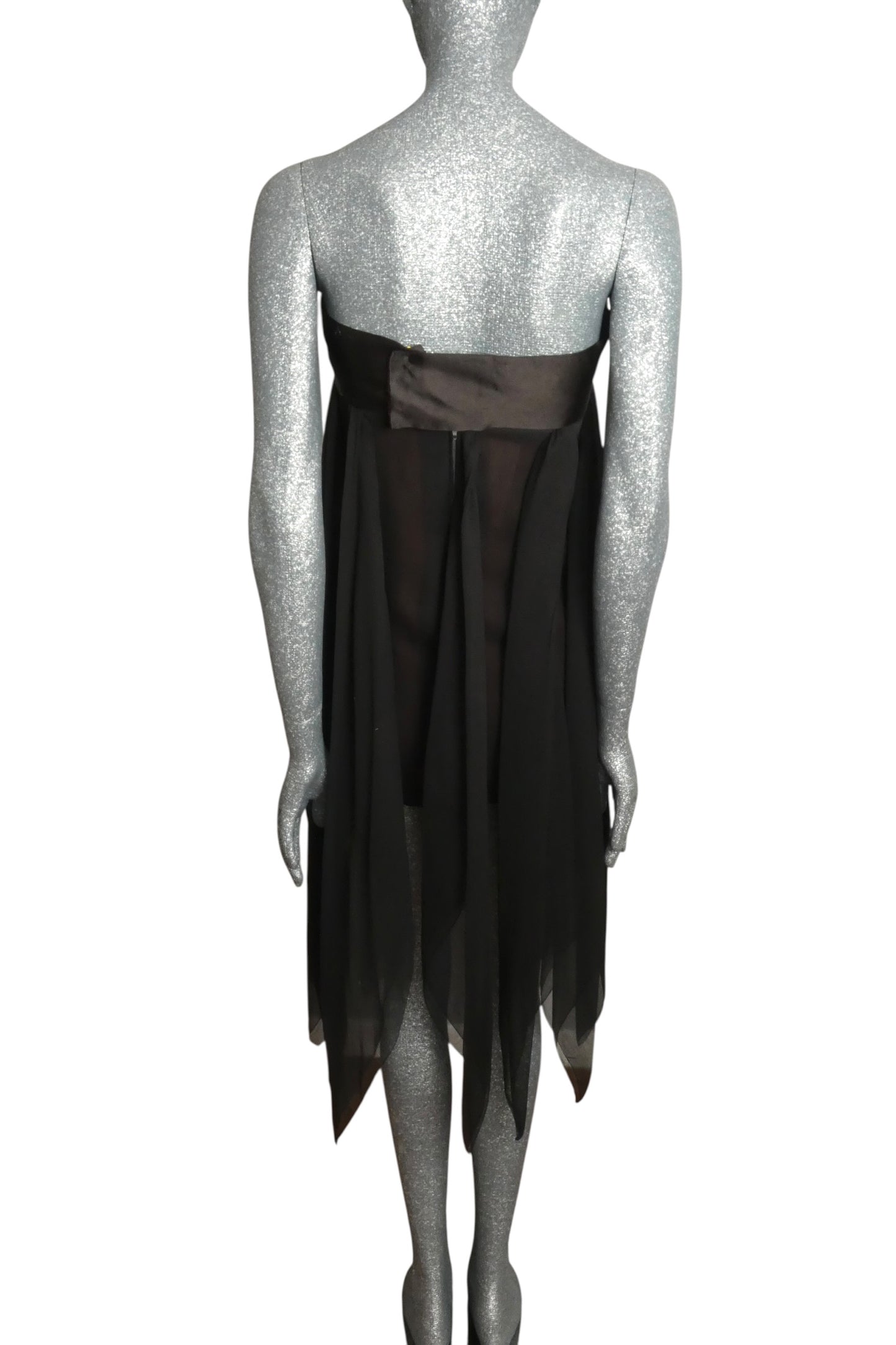 PIERRE CARDIN - 2007 Black Chiffon Strapless Dress, Size-4