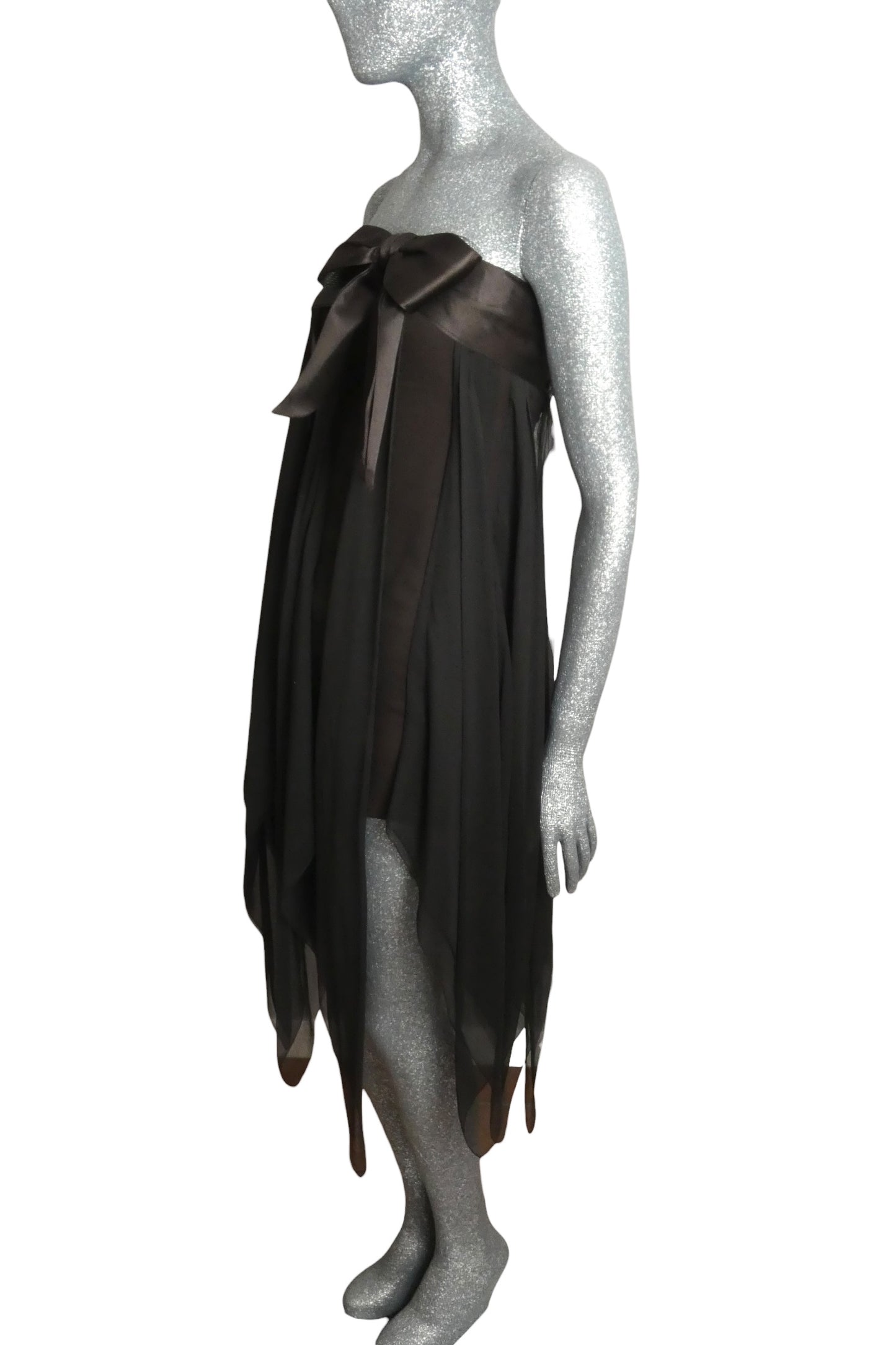 PIERRE CARDIN - 2007 Black Chiffon Strapless Dress, Size-4