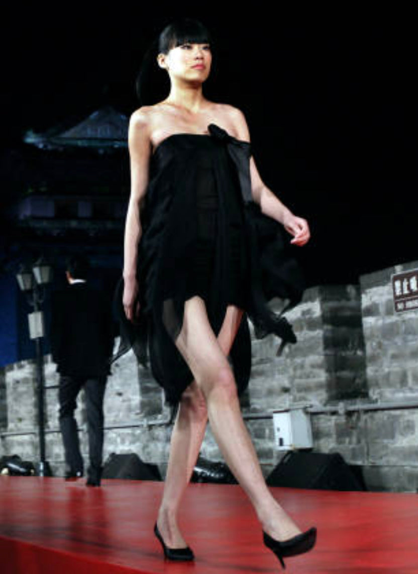 PIERRE CARDIN - 2007 Black Chiffon Strapless Dress, Size-4
