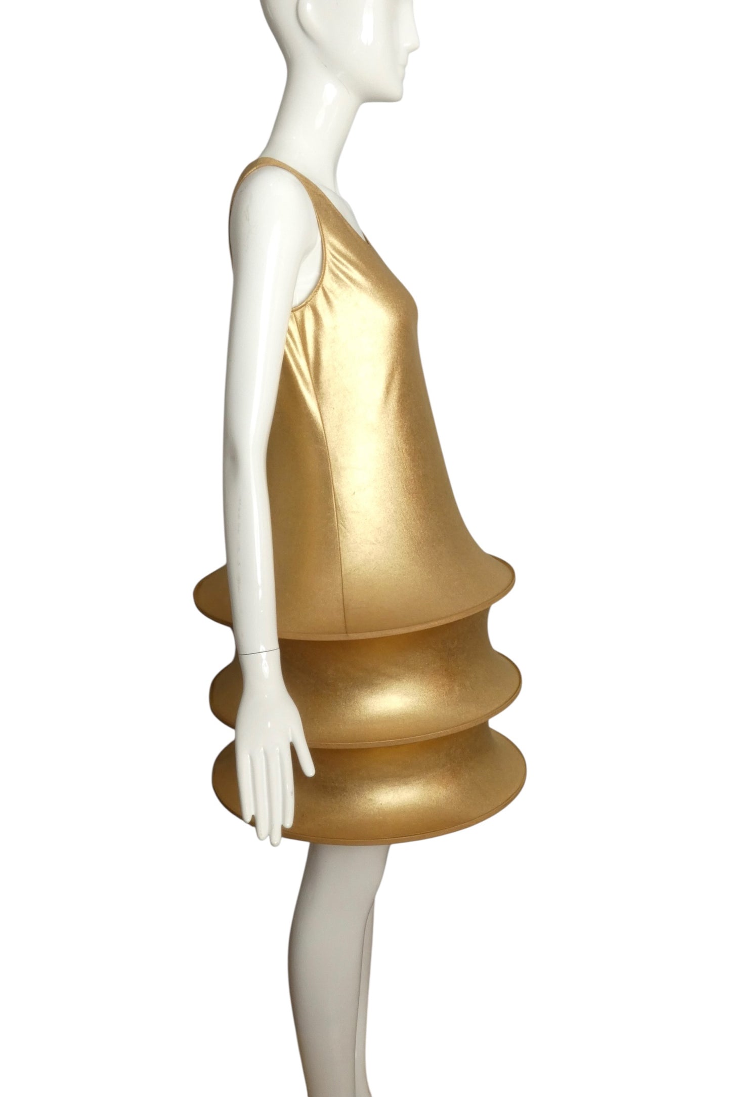 2009 Gold Metallic Knit Hoop Dress, Size-6