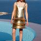 2009 Gold Metallic Knit Hoop Dress, Size-6