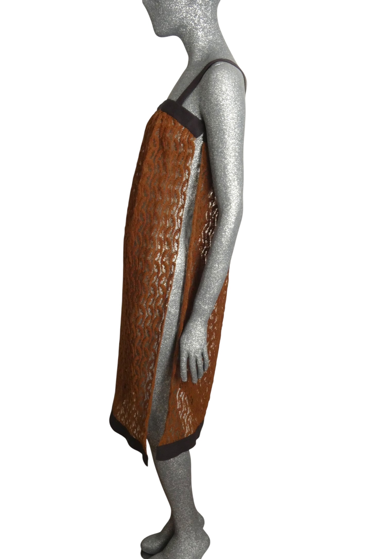 PIERRE CARDIN HAUTE COUTURE - 1978 Brown Lace Shift Over Dress, Size-2