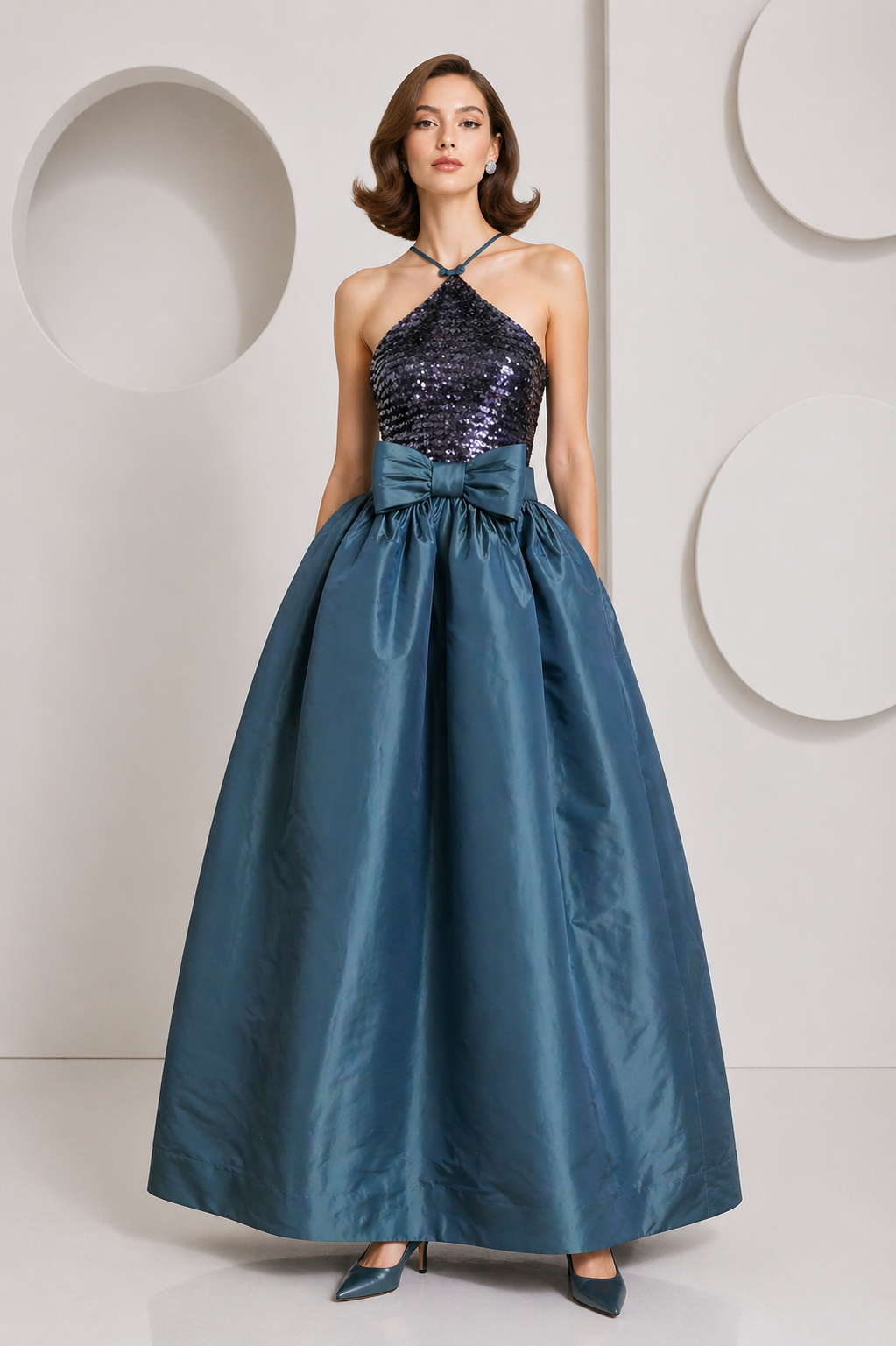 1999 Sequin & Taffeta Gown, Size-6