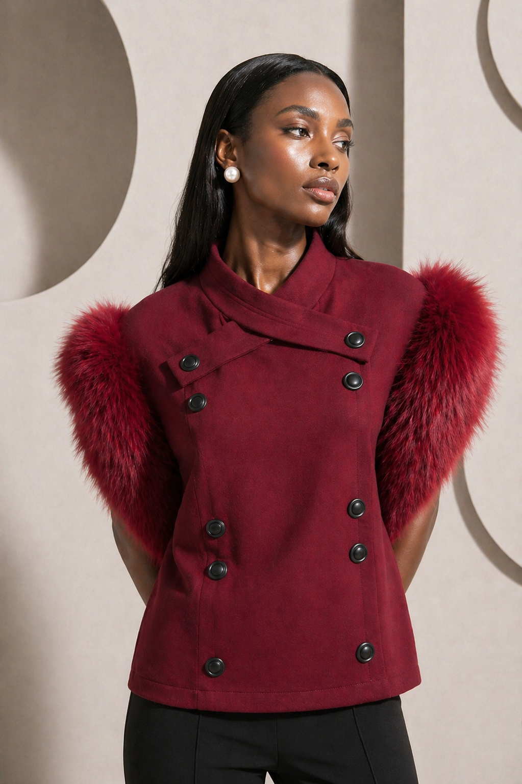 1989 Haute Couture Wool & Fur Jacket, Size 8