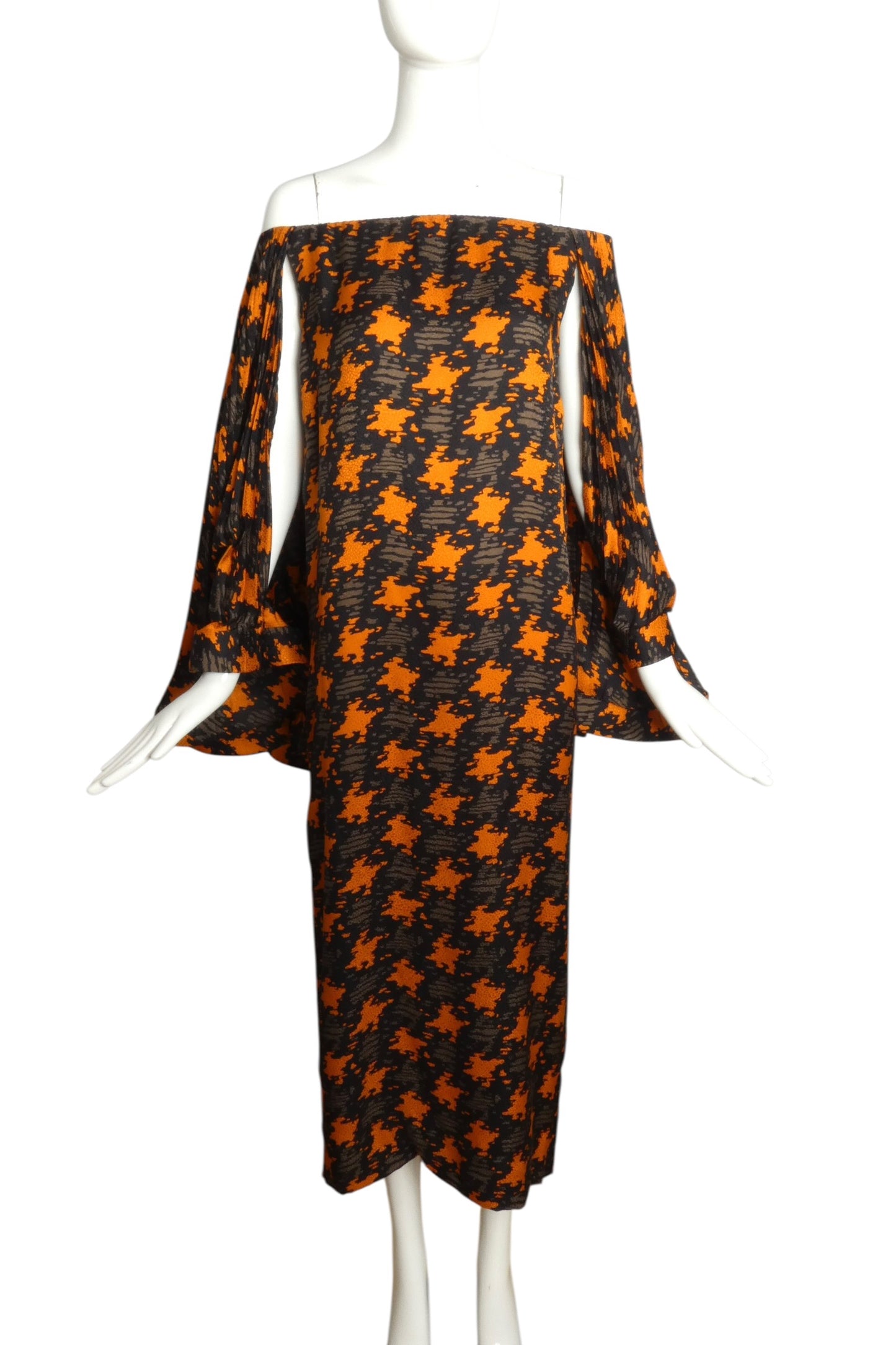 1989 Haute Couture Pleated Silk Dress, Size 6