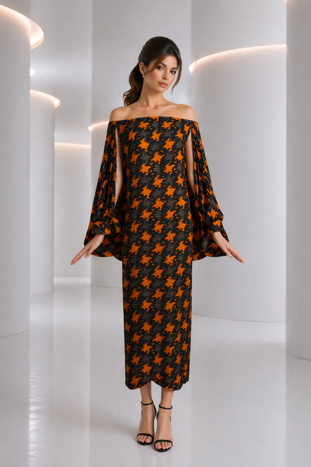 1989 Haute Couture Pleated Silk Dress, Size 6
