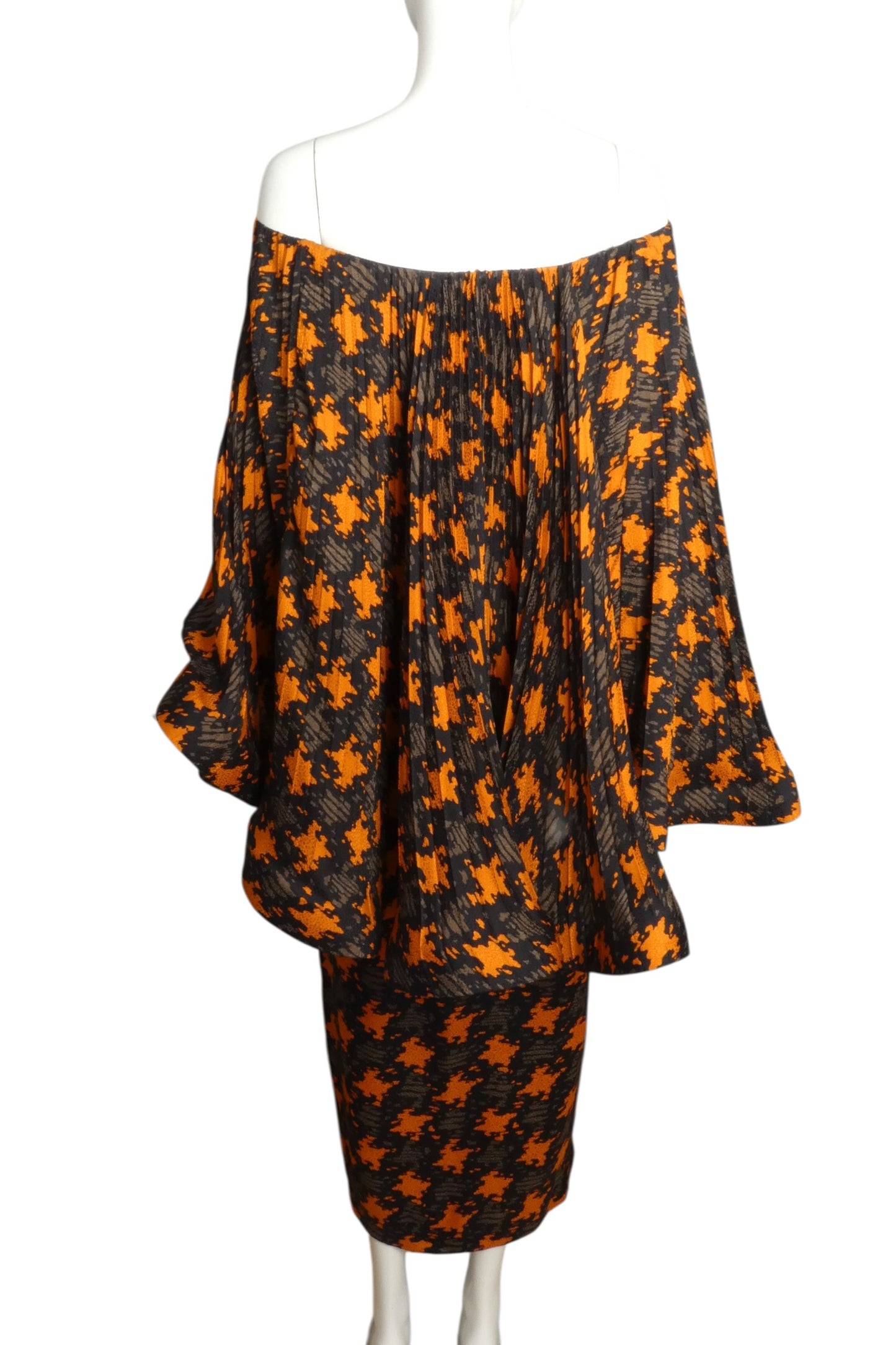 1989 Haute Couture Pleated Silk Dress, Size 6