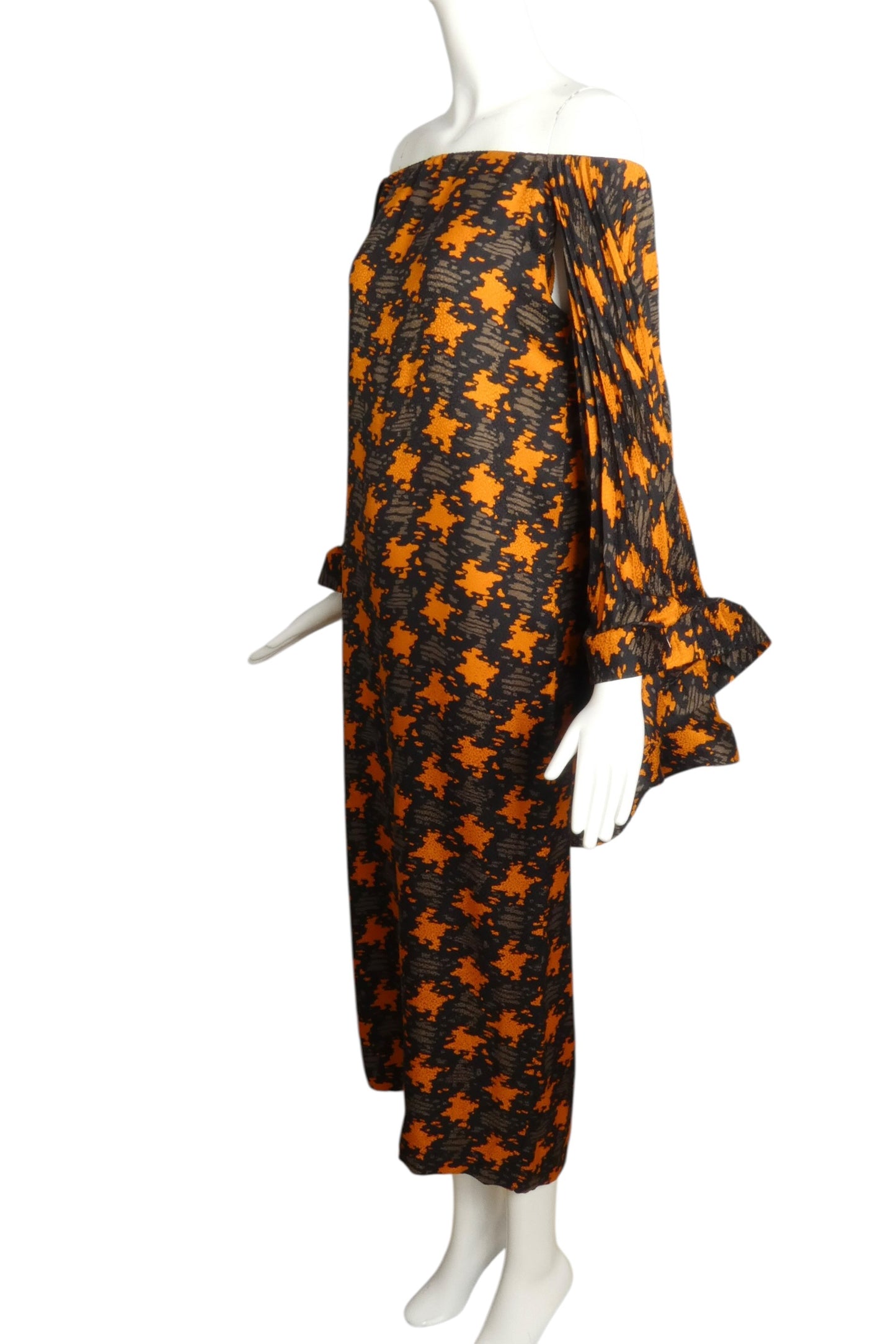 1989 Haute Couture Pleated Silk Dress, Size 6