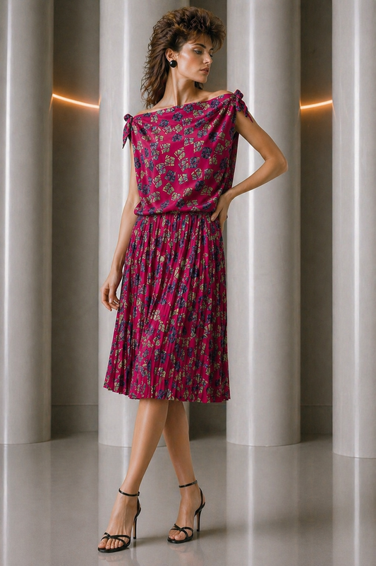 PIERRE CARDIN - 1991 Haute Couture Pleated Silk Dress, Size 6