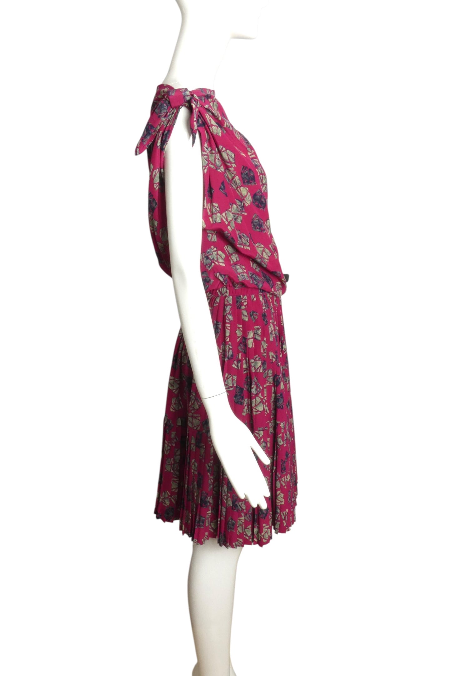 1991 Haute Couture Pleated Silk Dress, Size 6
