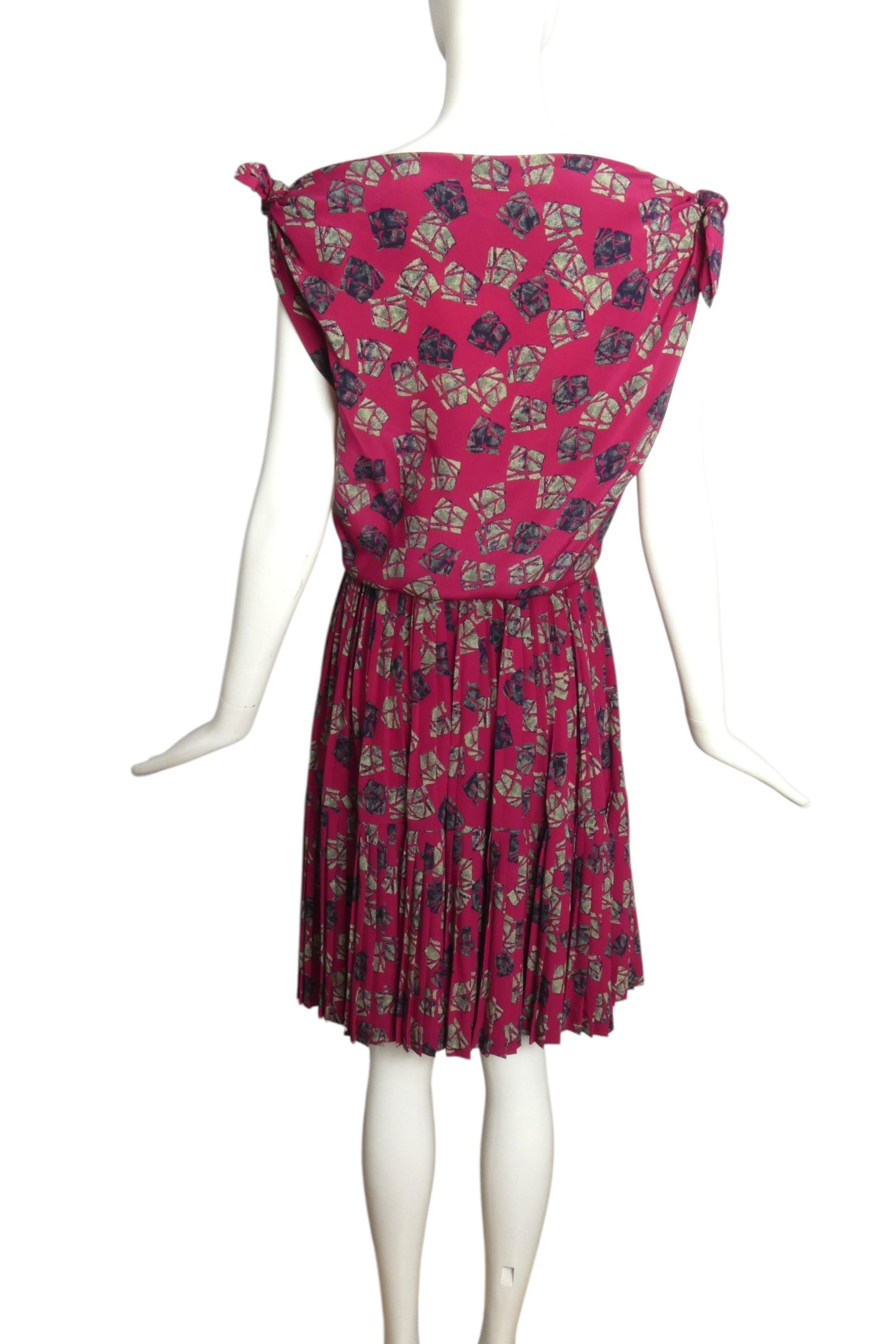 1991 Haute Couture Pleated Silk Dress, Size 6