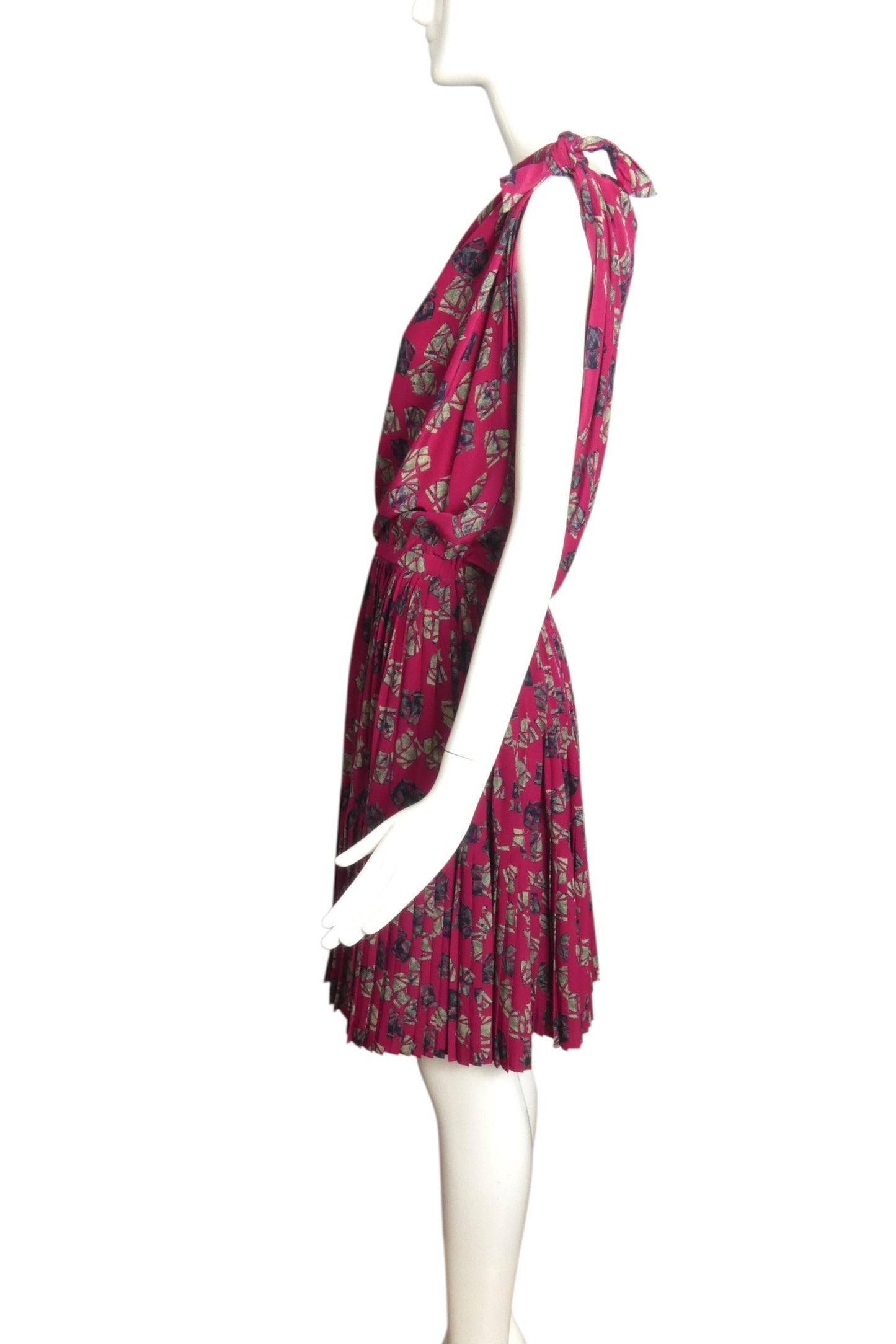 1991 Haute Couture Pleated Silk Dress, Size 6