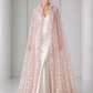1980 Haute Couture Pink Embroidered Tulle Cape, Size-S/M