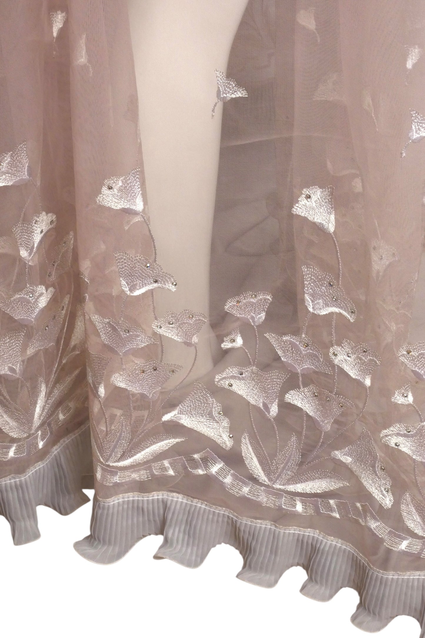 1980 Haute Couture Pink Embroidered Tulle Cape, Size-S/M